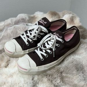 CONVERSE Jack Purcell pink and brown sneakers - size: 8.5 women